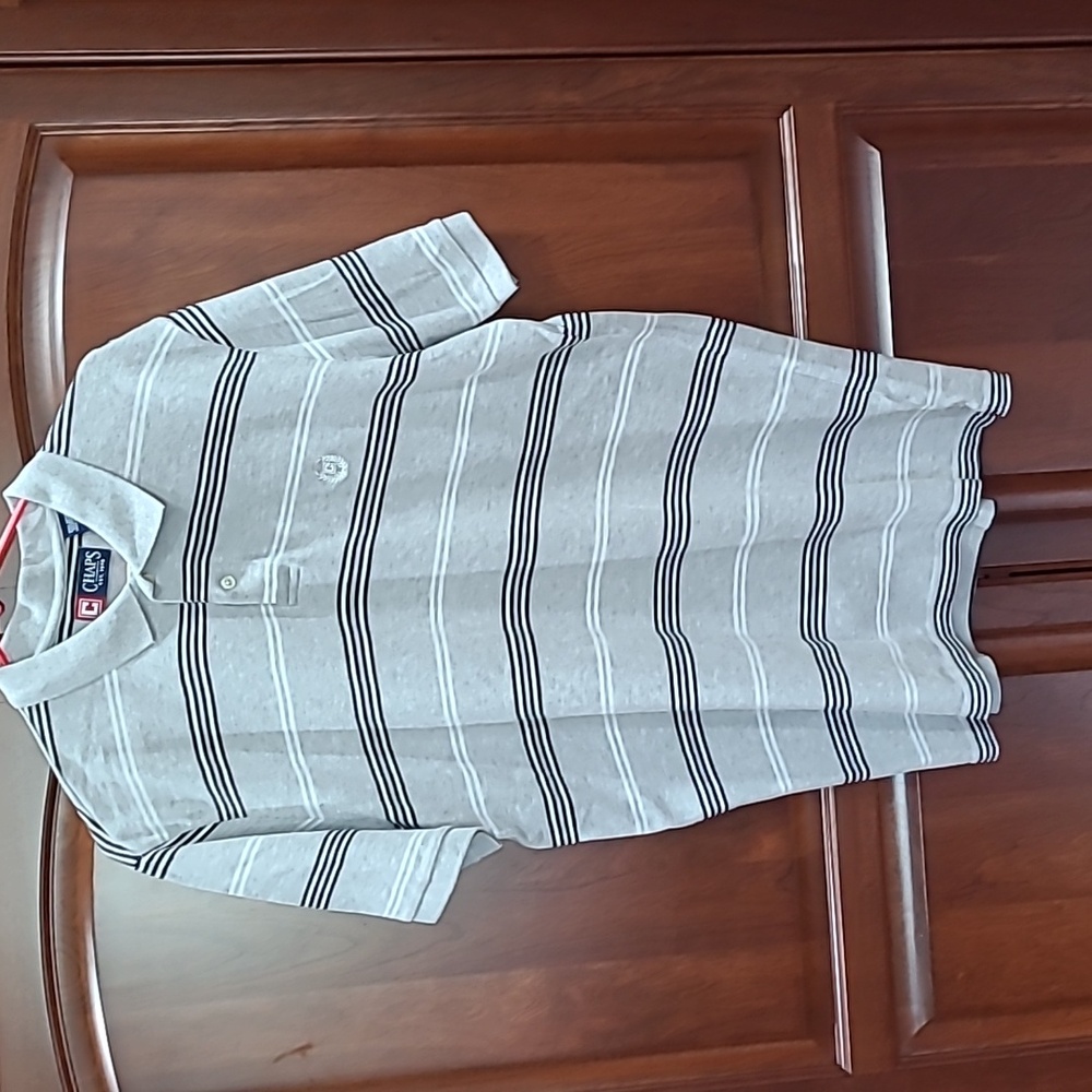 Mens short sleeved striped polo shirt by Chaps
